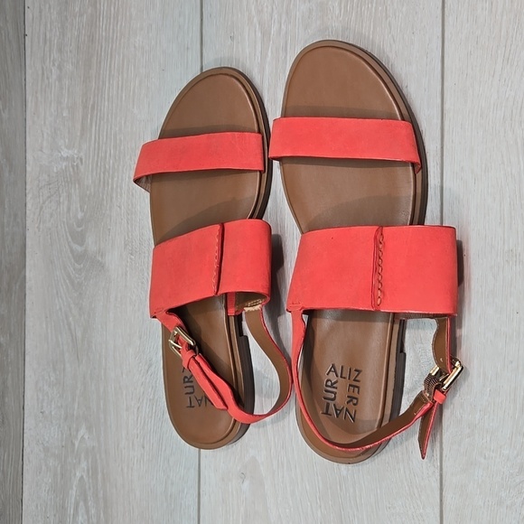 Naturalizer Women Fairfax Leather Ankle Strap Sandals Slide Flats shoes sz 9.5M - Picture 2 of 9